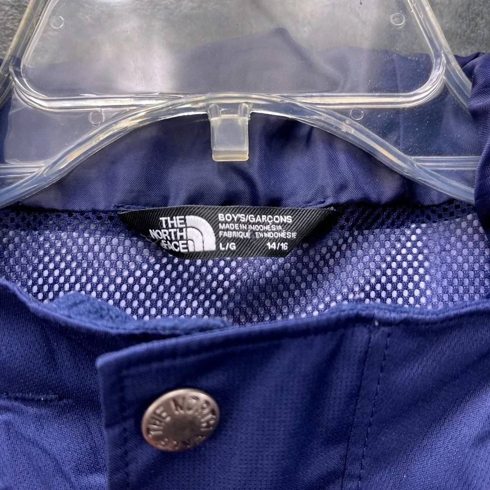 The North Face Boys L 14/16 Blue Waterproof‎ Windbreaker Hooded Shell Jacket